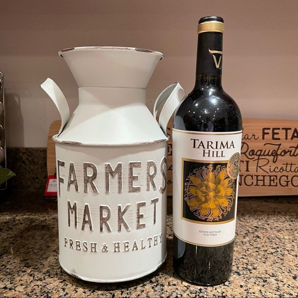 NWT Beautiful Farmers Market Metal Milk Jug vase Décor with Handles, White 10" H - Picture 12 of 15